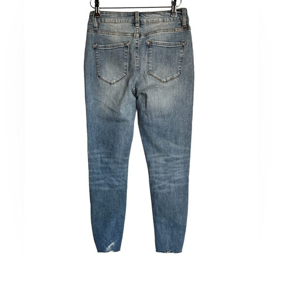 KanCan High Rise Distressed Destroyed Patch Frayed Hem Ankle Skinny Jeans - Picture 2 of 5